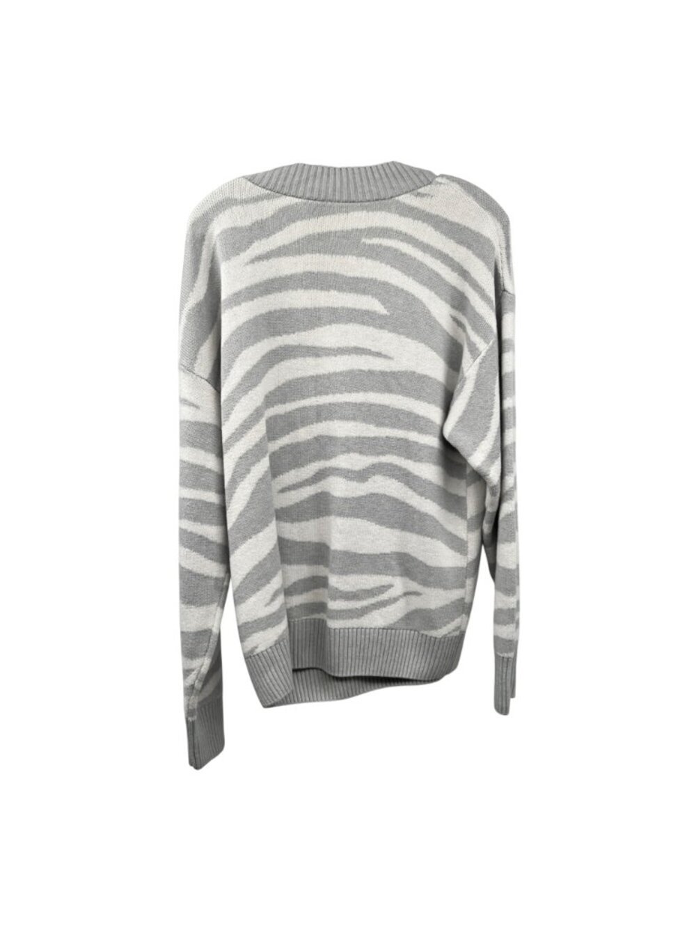 Varley Womens Oversized Sweater Zebra Print Deep V-Neck Gray/White XS Wool Blend - Picture 7 of 9